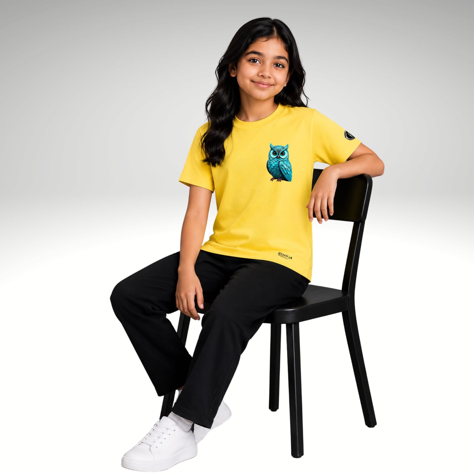 Kids Yellow Owl Graphic Cotton T-Shirt