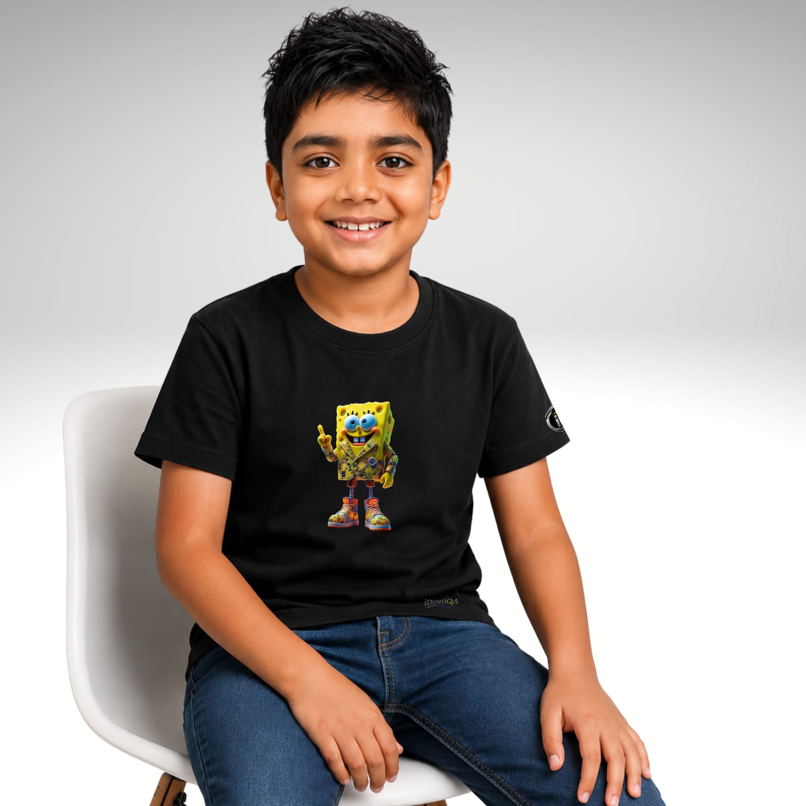 IDENTIQA™ Crew Neck T-Shirt with SpongeBog graphic Print_Kids